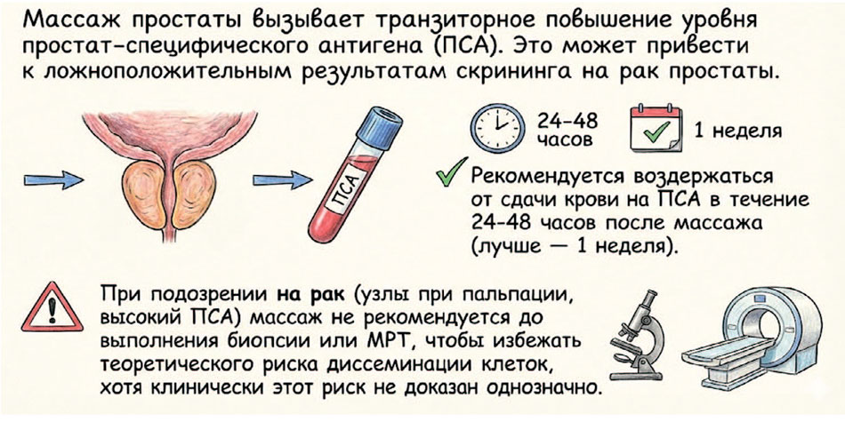 Рис. 2. Влияние массажа простаты на уровень ПСА
